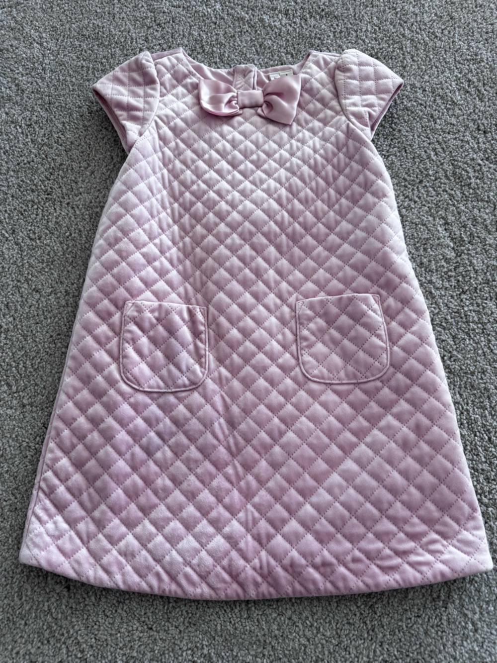 Janie and Jack Quilted Bow Dress, Light Pink, 5